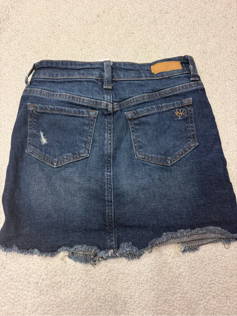 Justice Dark Blue Distressed Denim Mini Skirt